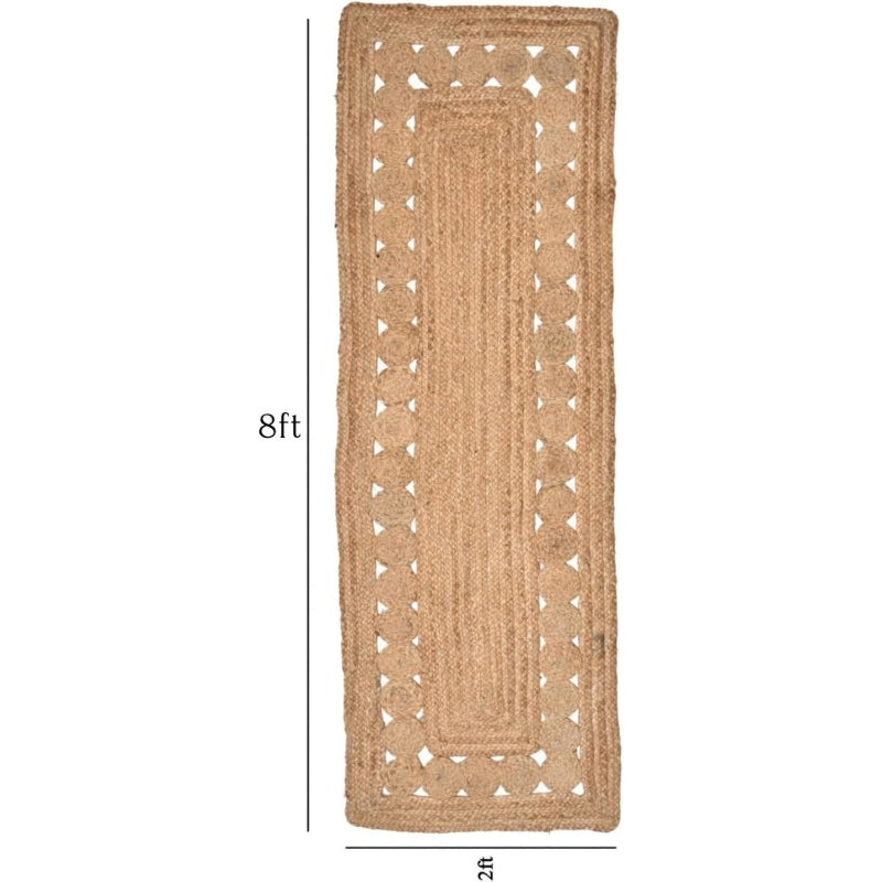 Braided Jute Runner Rug 2x8 Ft Reversible
