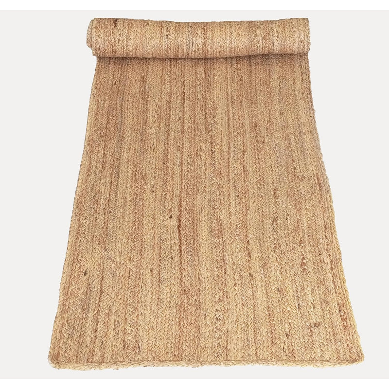 Natural Handmade Jute Runner Rug 4x8 Boho Solid