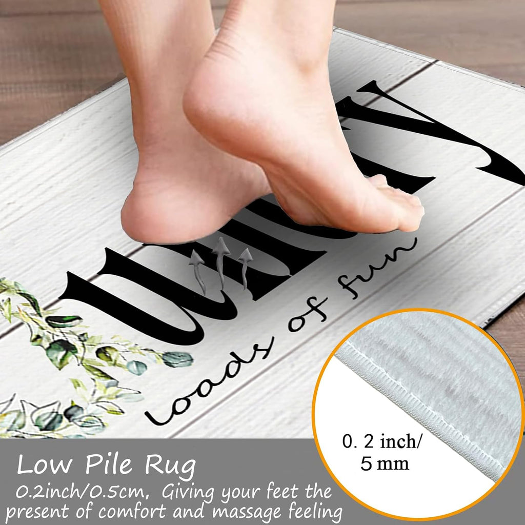 Soft Floral Laundry Rug 20"x47" Non Slip Washable