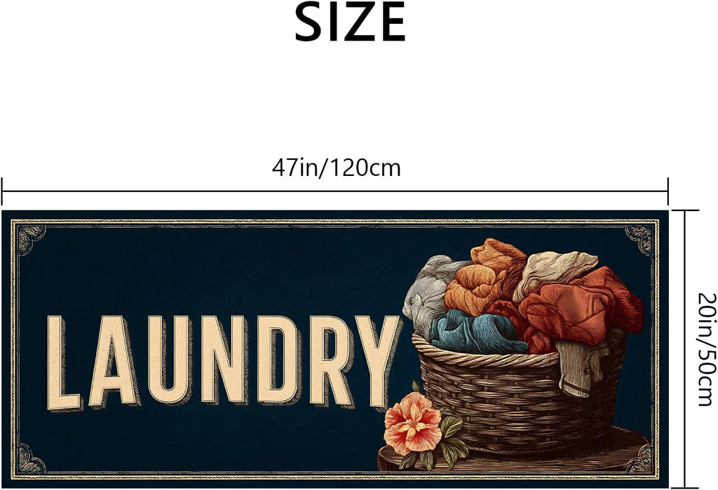 Farmhouse Laundry Rug 20X47 Inch Non Slip Waterproof