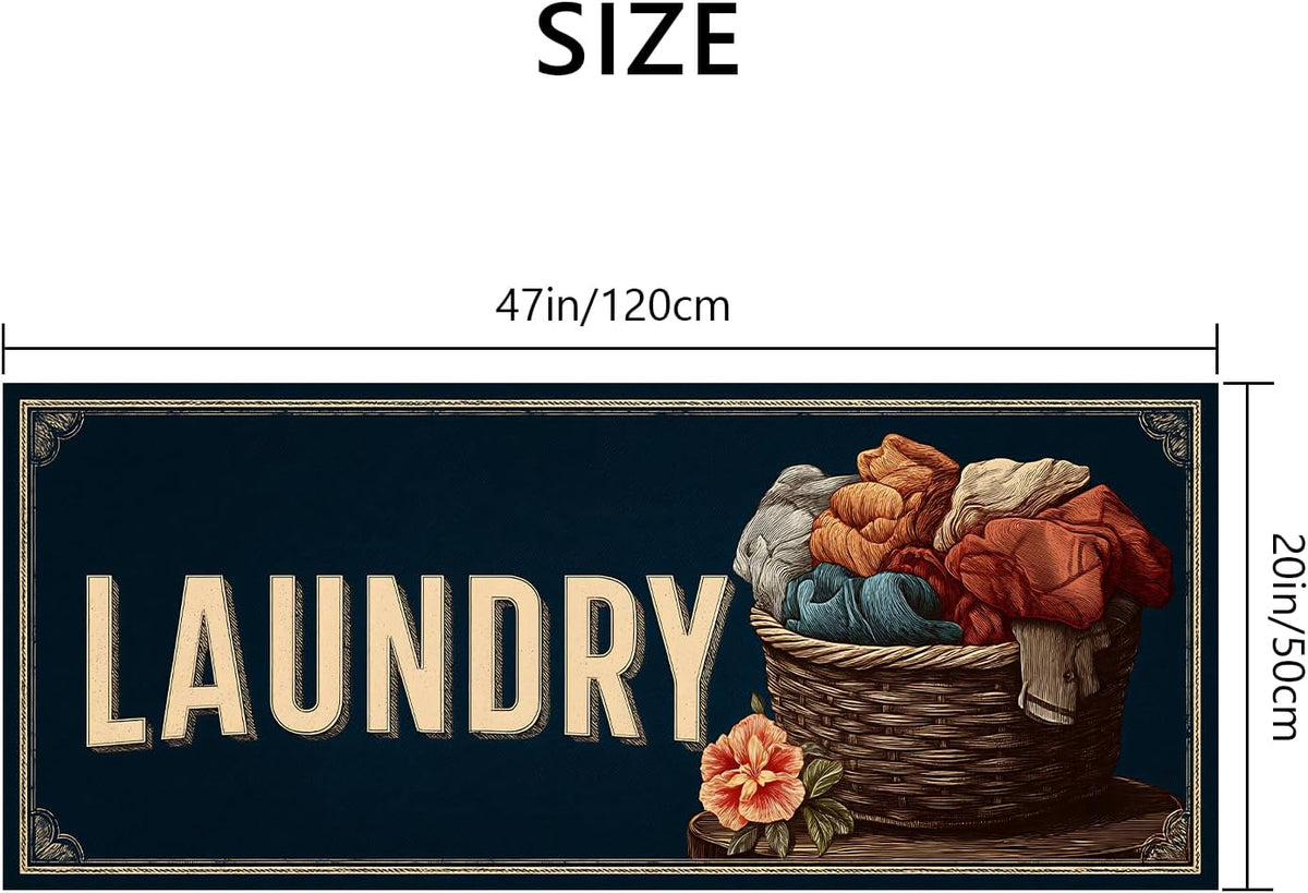 Farmhouse Laundry Rug 20X47 Inch Non Slip Waterproof