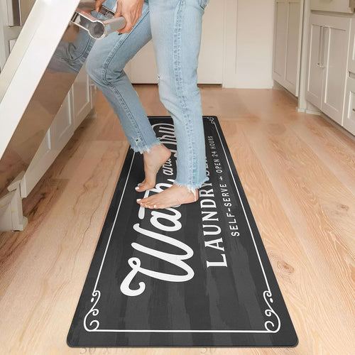 Dark Grey Washable Non-Slip Laundry Rug 20"x60"