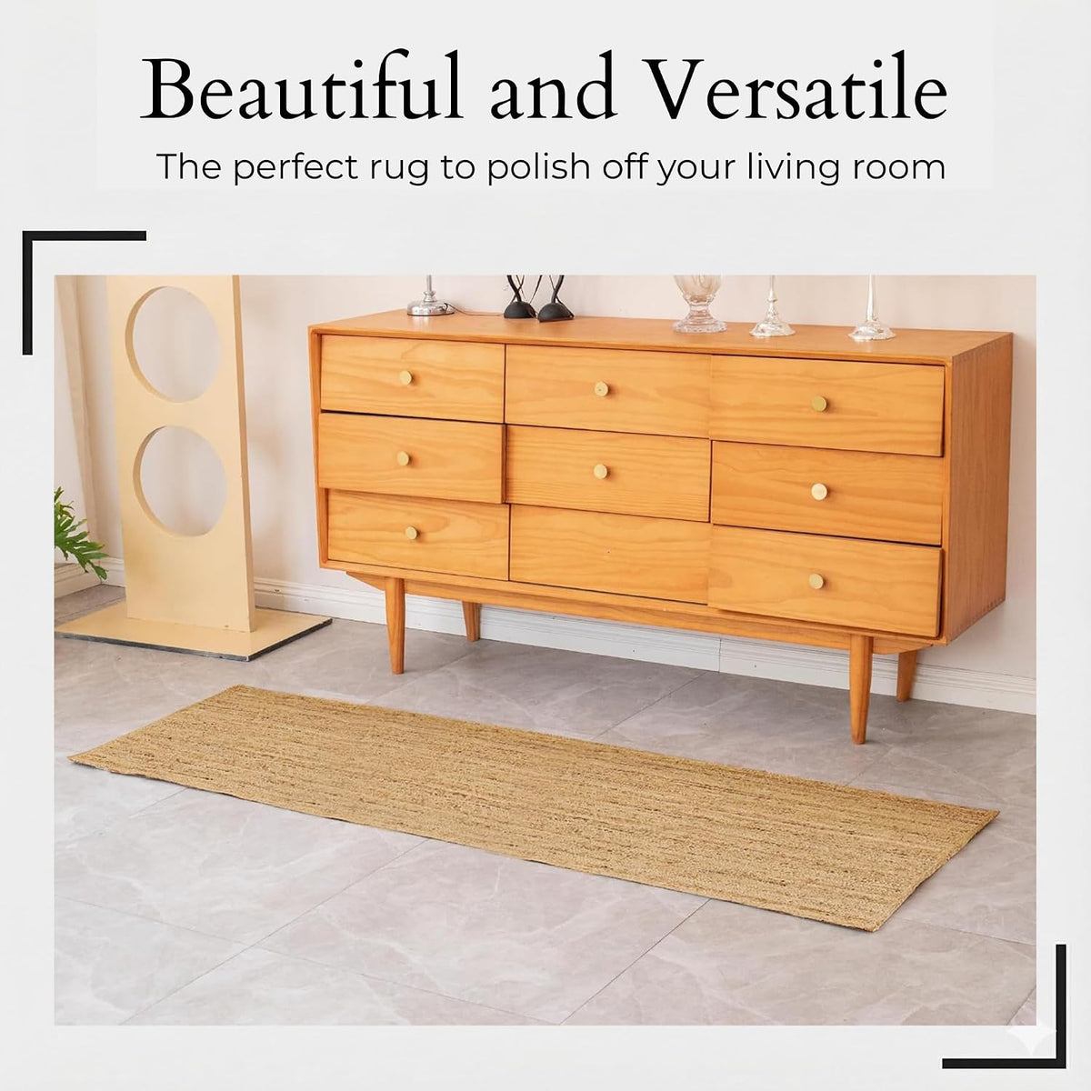 Natural Jute Runner 2'x6' Non-Slip Farmhouse