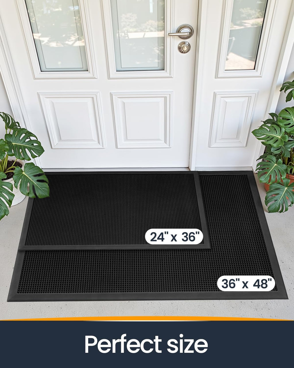 Black Heavy Duty Outdoor Doormat 24x36 Non Slip