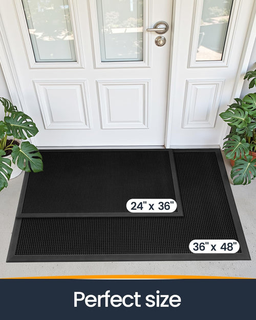 Black Heavy Duty Outdoor Doormat 24x36 Non Slip