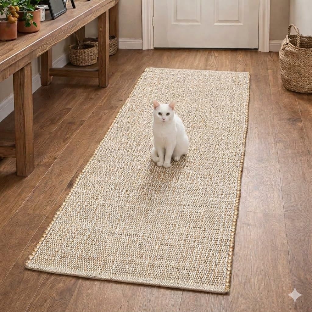 Natural Offwhite Cotton Jute Runner 2x6 ft
