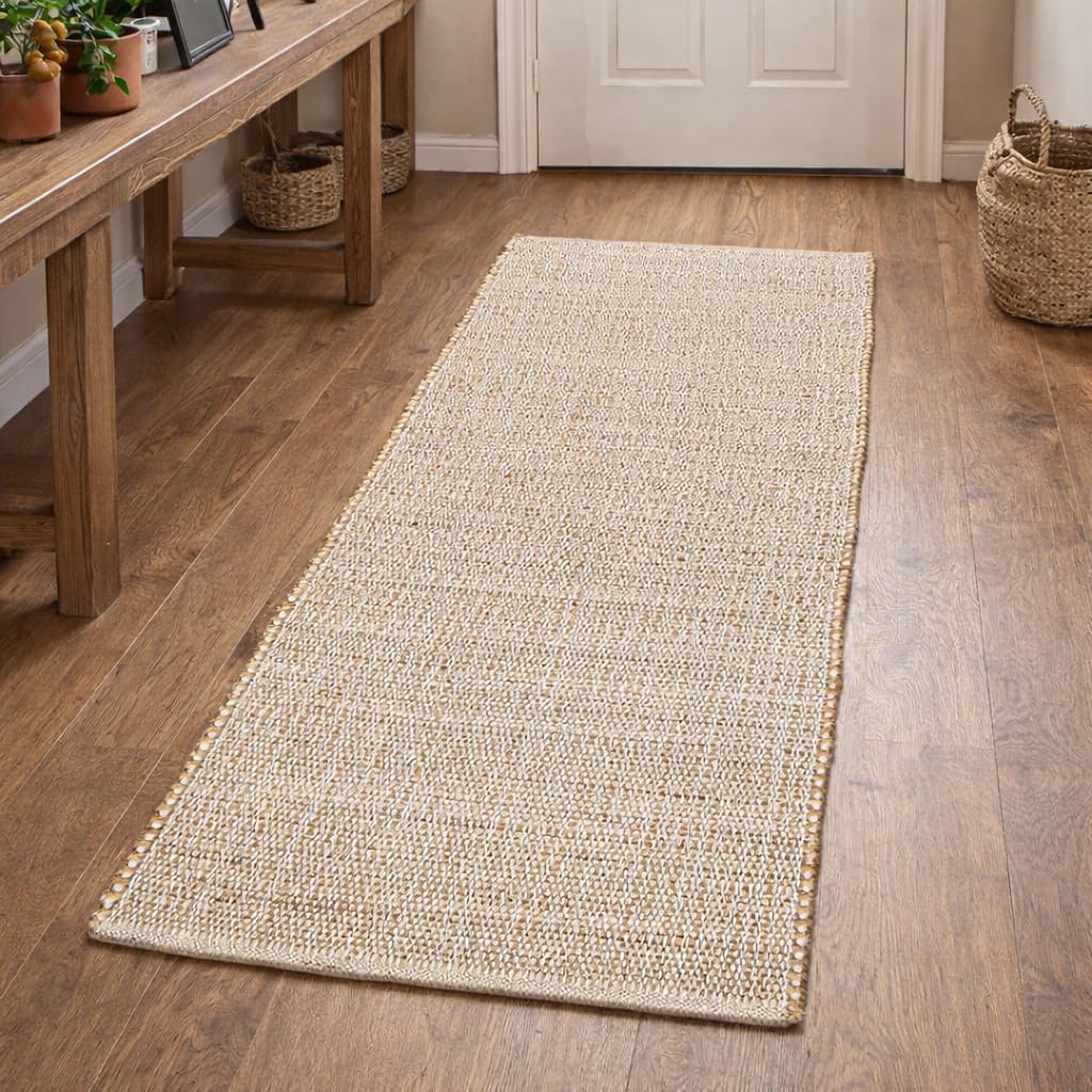 Natural Offwhite Cotton Jute Runner 2x6 ft