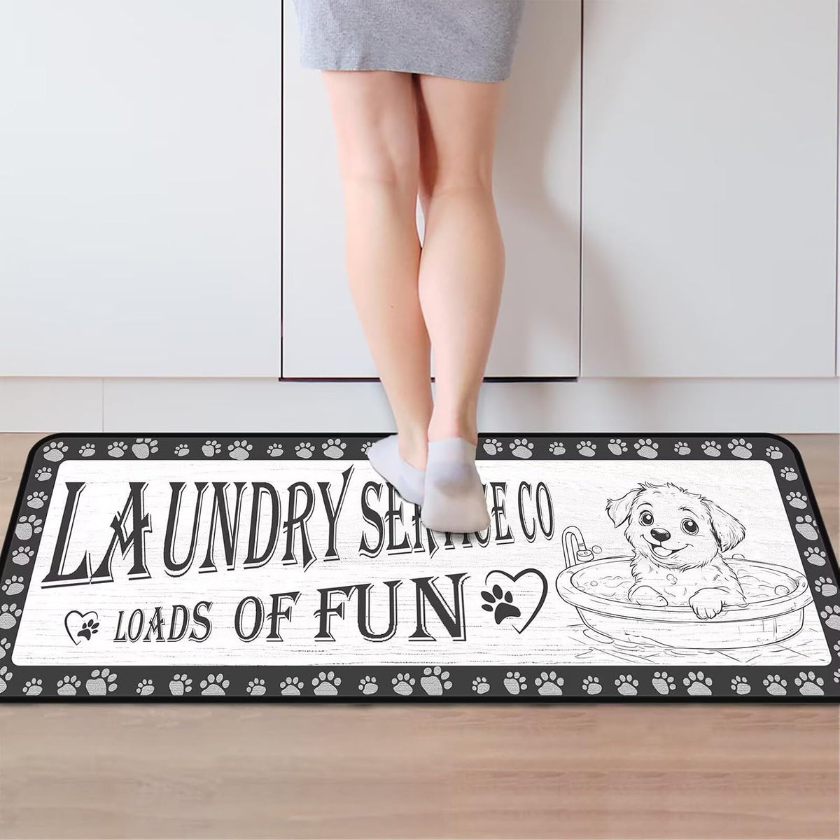 Gray Dog Paw Laundry Rug Runner 20"x47"