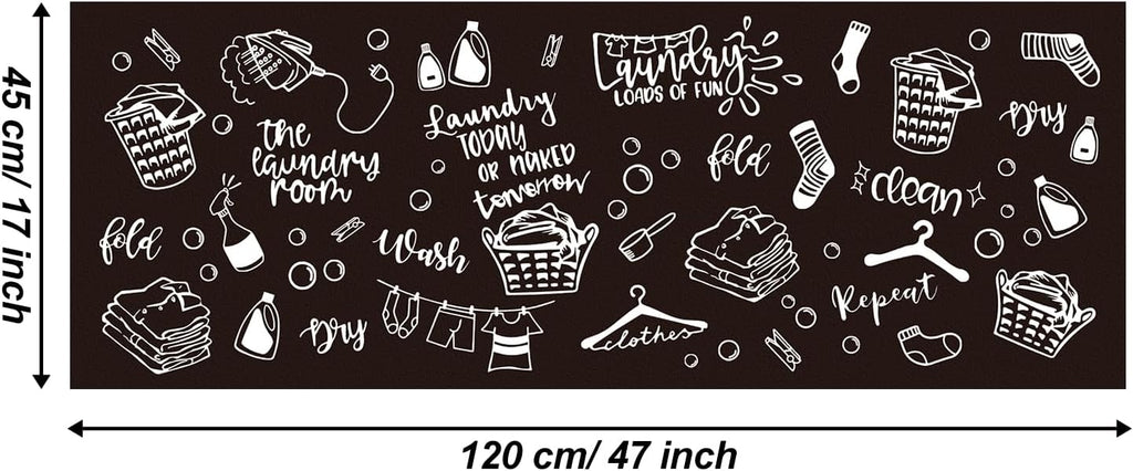Black Waterproof Non-Slip Laundry Rug 47"x17.5"