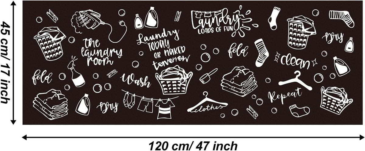Black Waterproof Non-Slip Laundry Rug 47"x17.5"