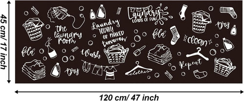 Black Waterproof Non-Slip Laundry Rug 47"x17.5"