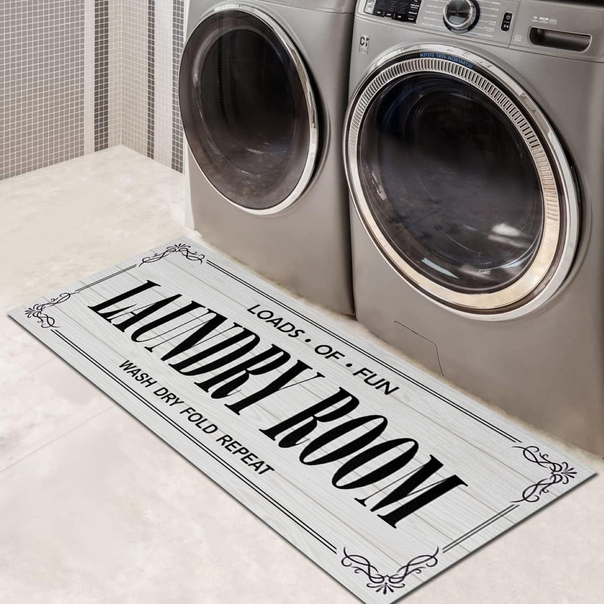 Grey Non Slip Washable Rug 17"x47"
