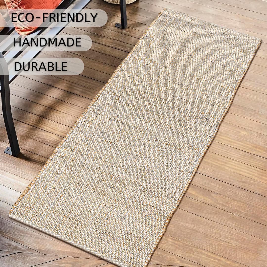 Natural Offwhite Cotton Jute Runner 2x6 ft