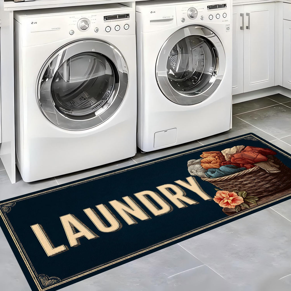 Farmhouse Laundry Rug 20X47 Inch Non Slip Waterproof