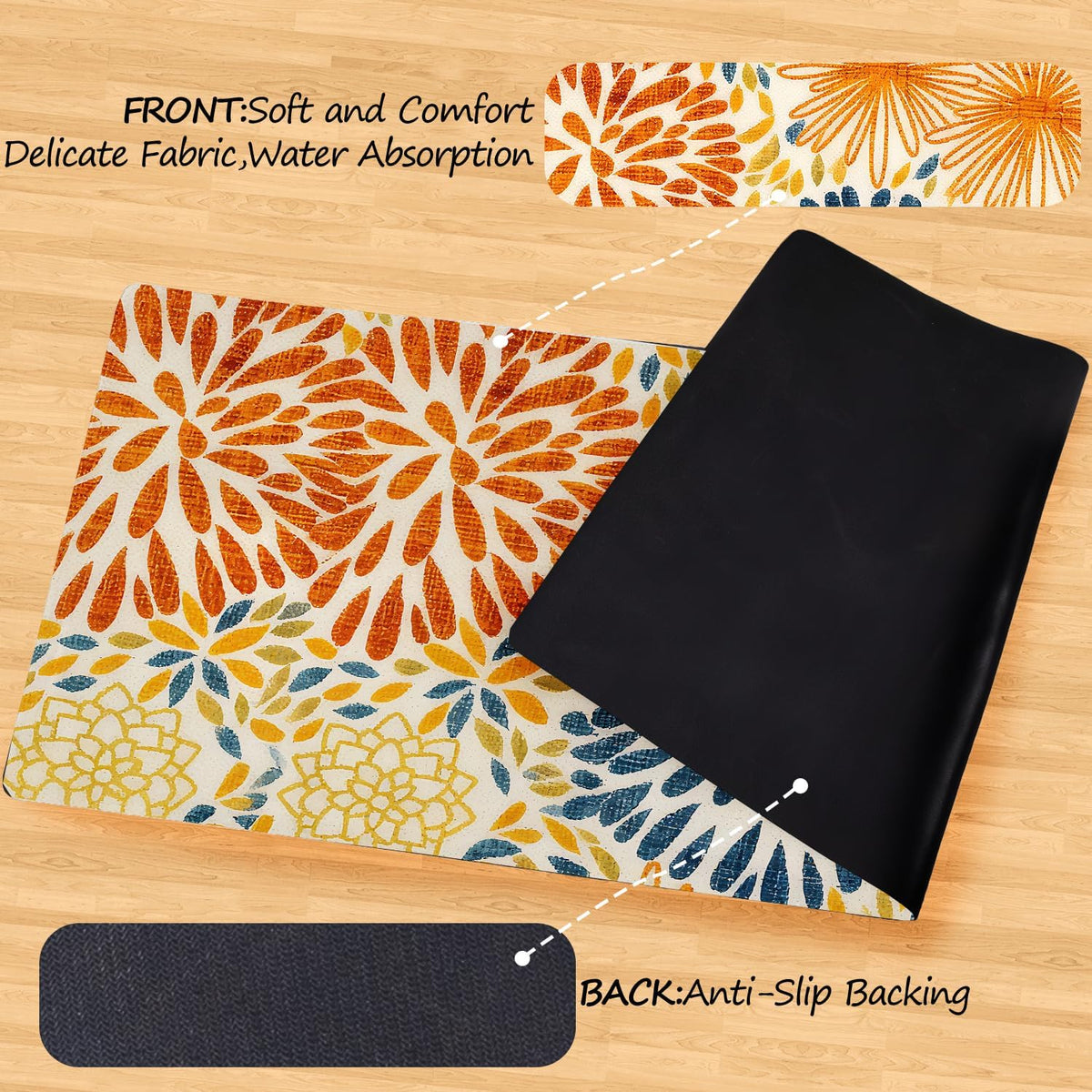 Geometric Floral Laundry Rug 20x47 Inch