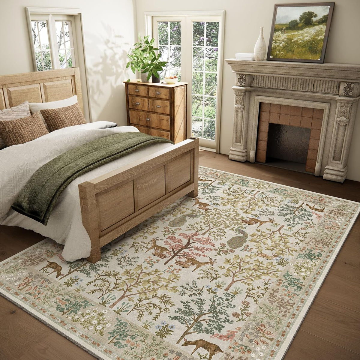 Washable Vintage Rug 9x12 Non Slip Low Pile