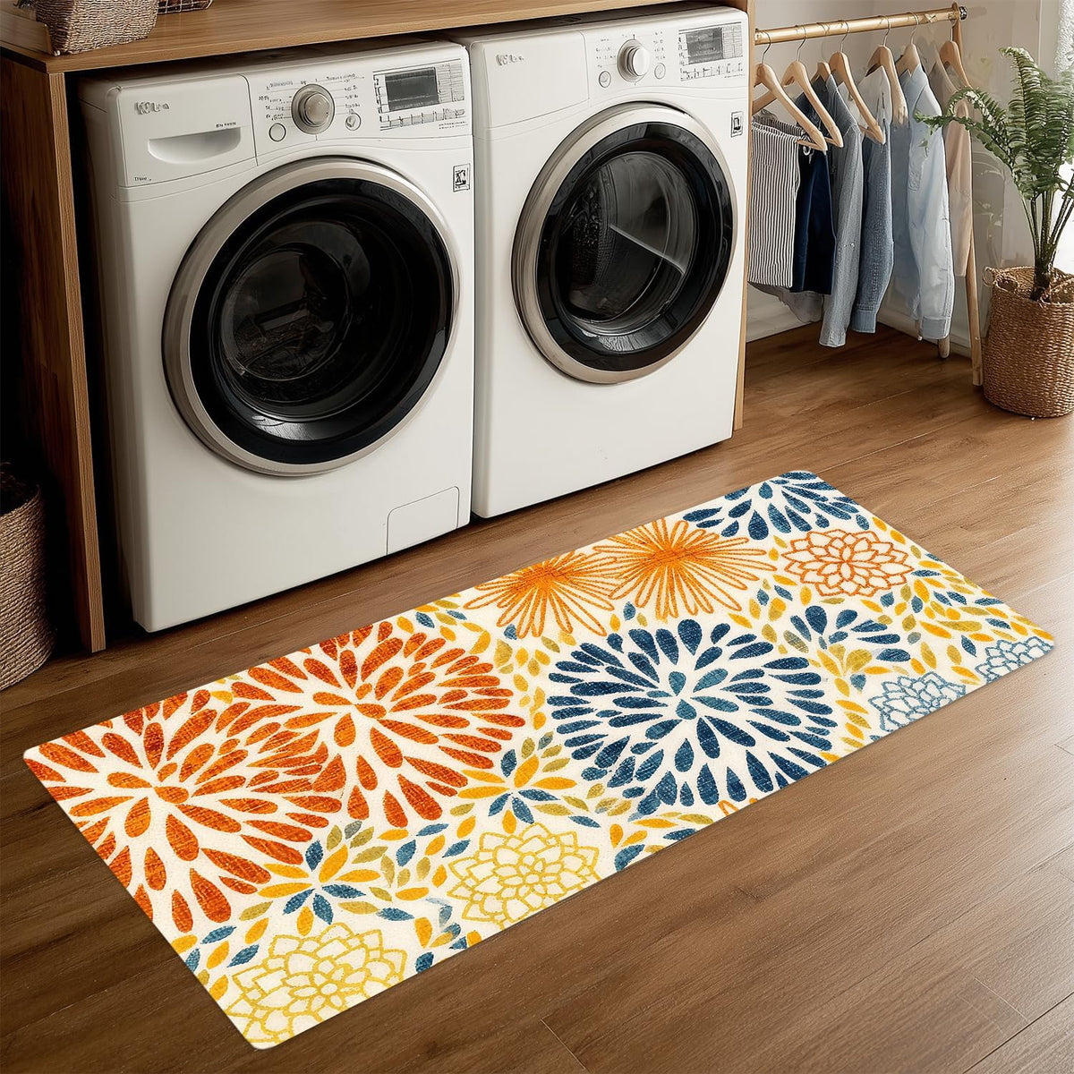 Geometric Floral Laundry Rug 20x47 Inch