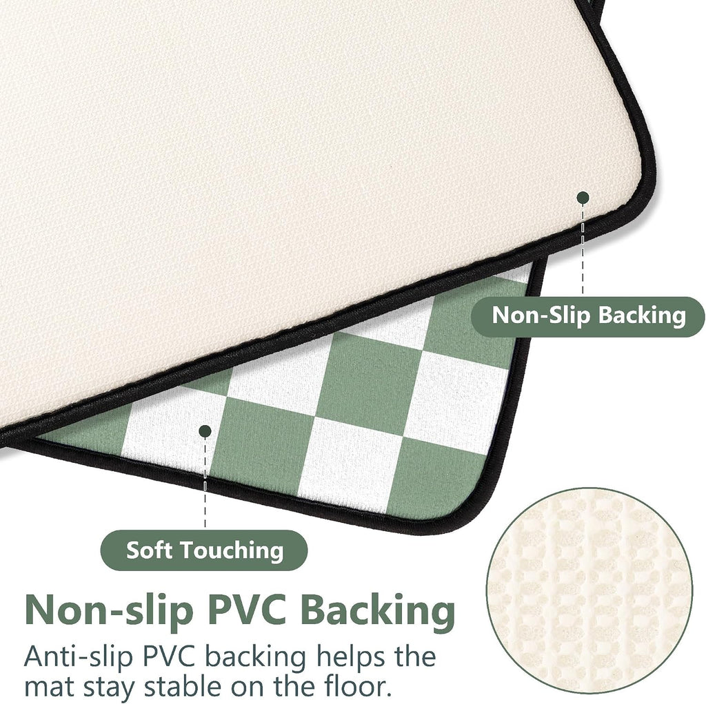 Green Checkerboard Laundry Rug 20X47 Inch