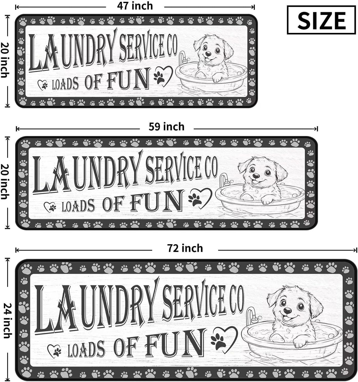 Gray Dog Paw Laundry Rug Runner 20"x47"