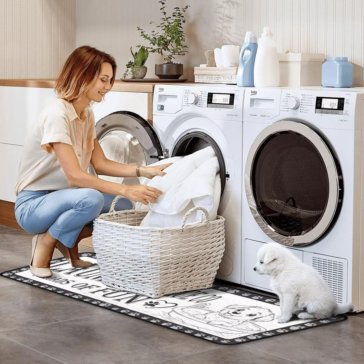 Gray Dog Paw Laundry Rug Runner 20"x47"