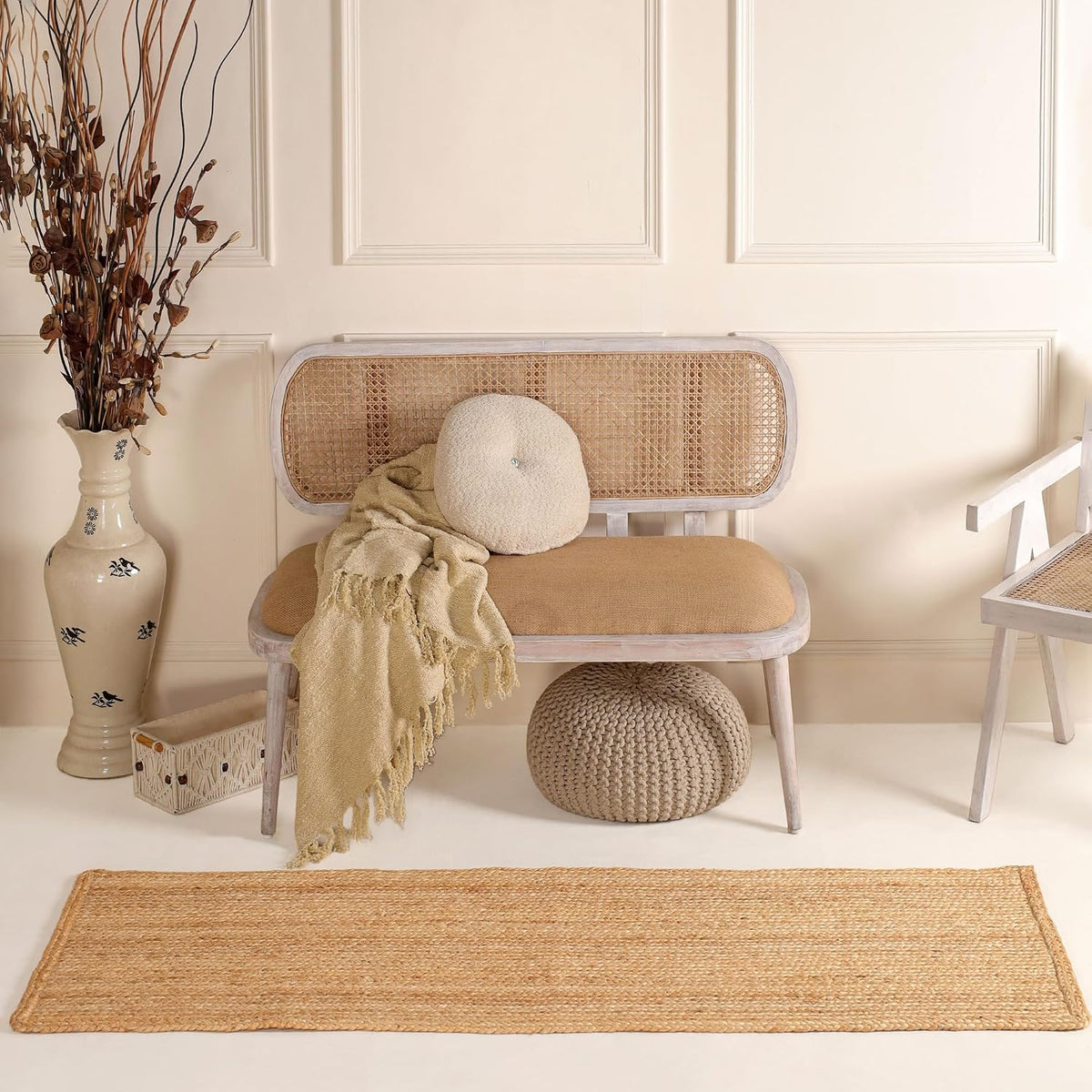 Braided Natural Jute Runner 2'x6' Farmhouse