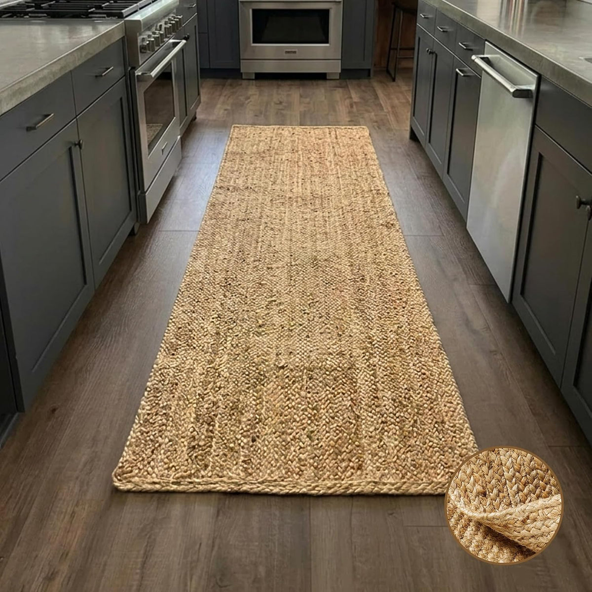 Natural Jute Runner 2'x6' Non-Slip Farmhouse