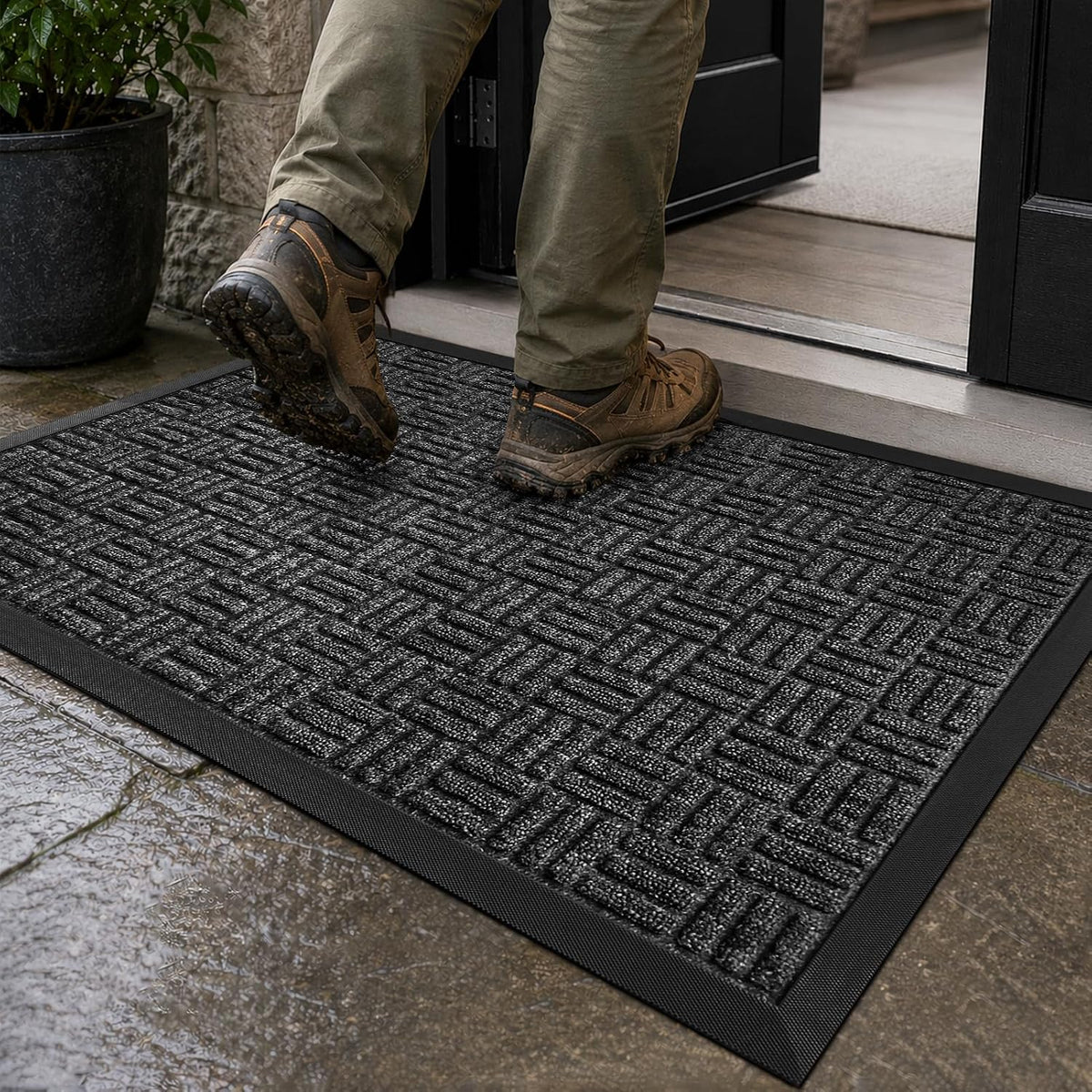 Gray Welcome Mat 29.5"x17" Waterproof