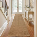 Tan Brown Braided Faux Jute Runner 2x8 ft Non Slip
