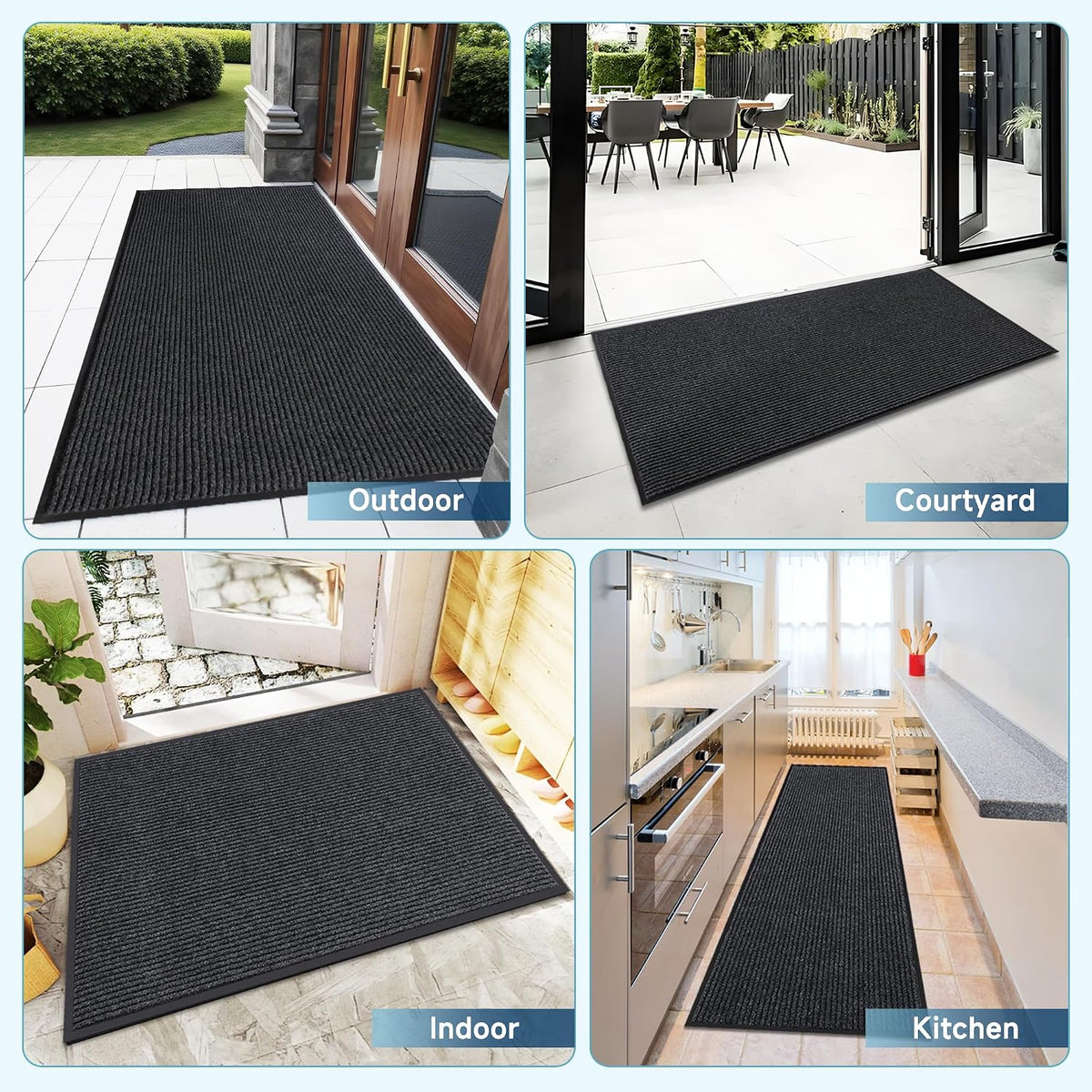 Heavy Duty Entrance Mat 4x2 Ft Non-Slip Waterproof