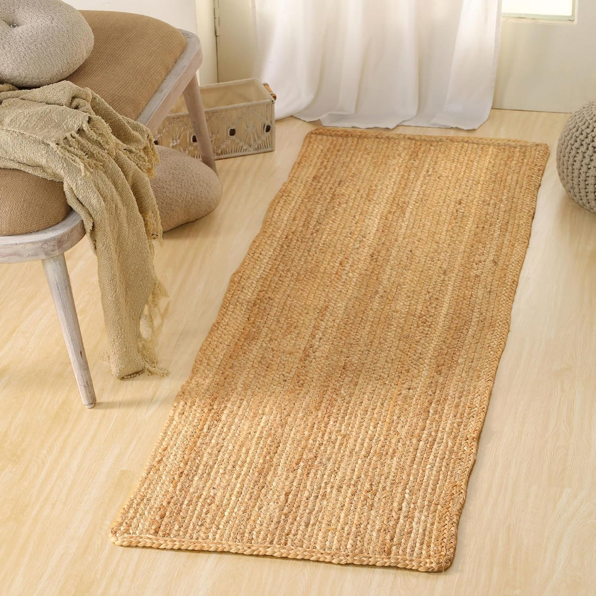 Braided Natural Jute Runner 2'x6' Farmhouse