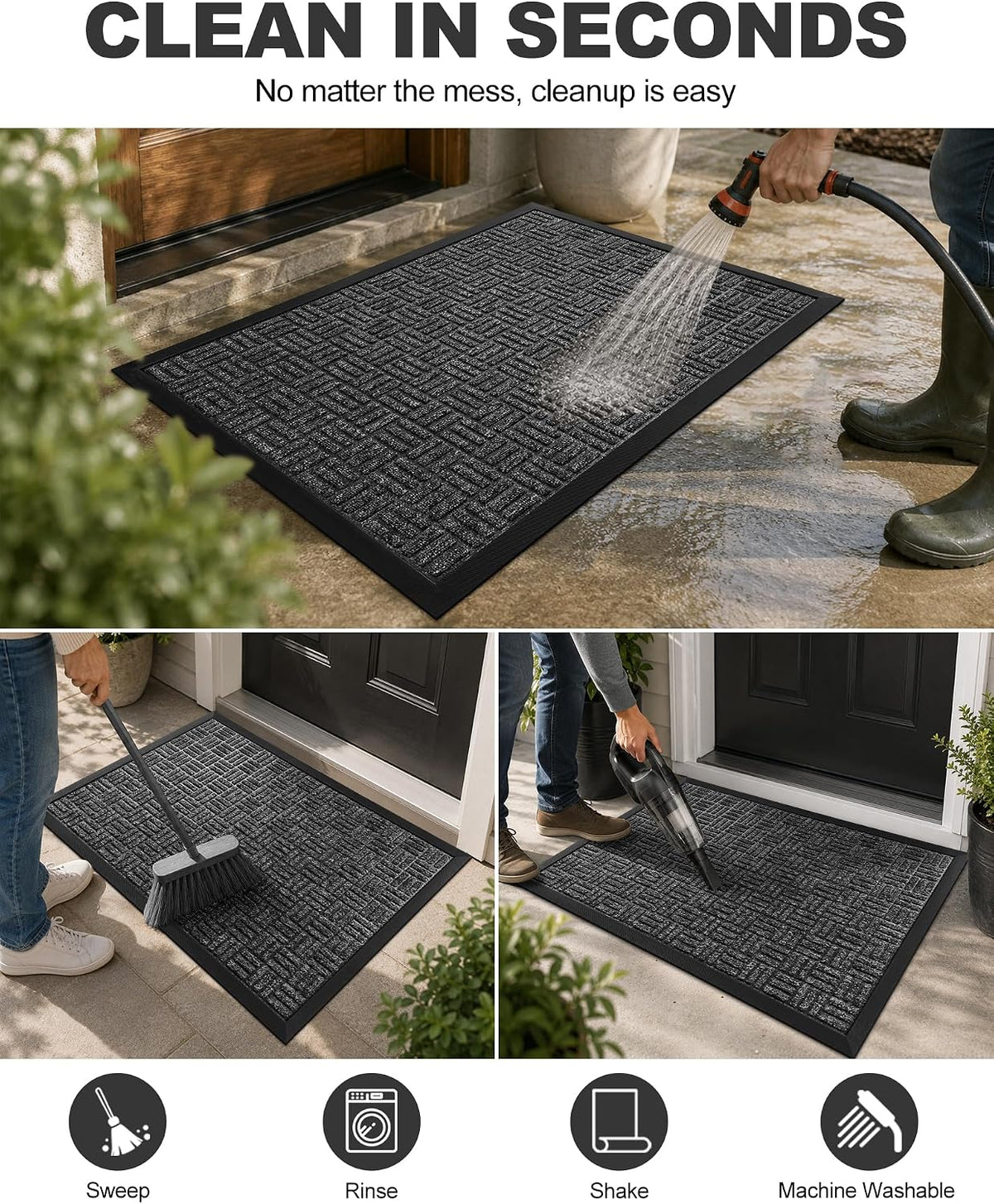 Gray Welcome Mat 29.5"x17" Waterproof
