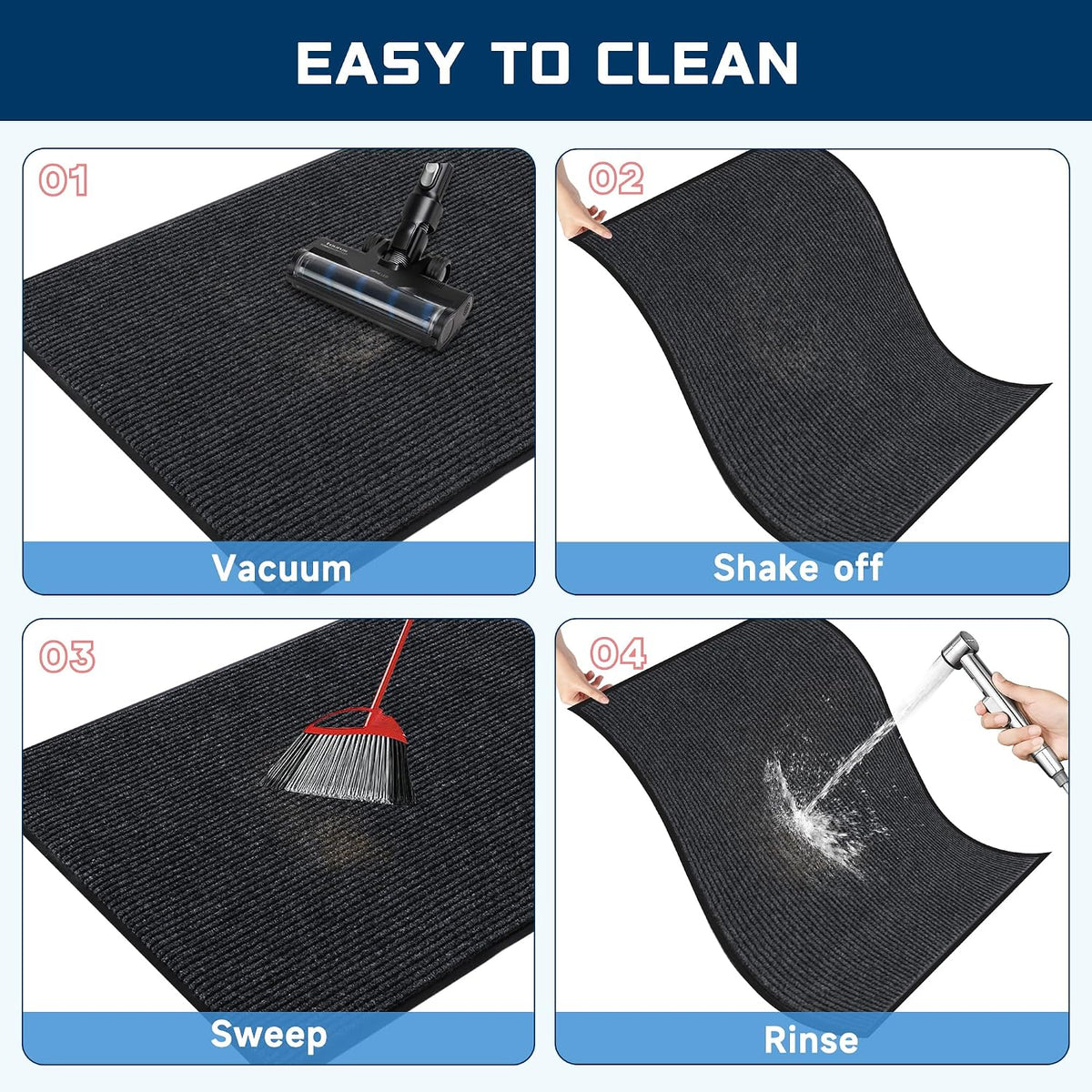 Heavy Duty Entrance Mat 4x2 Ft Non-Slip Waterproof