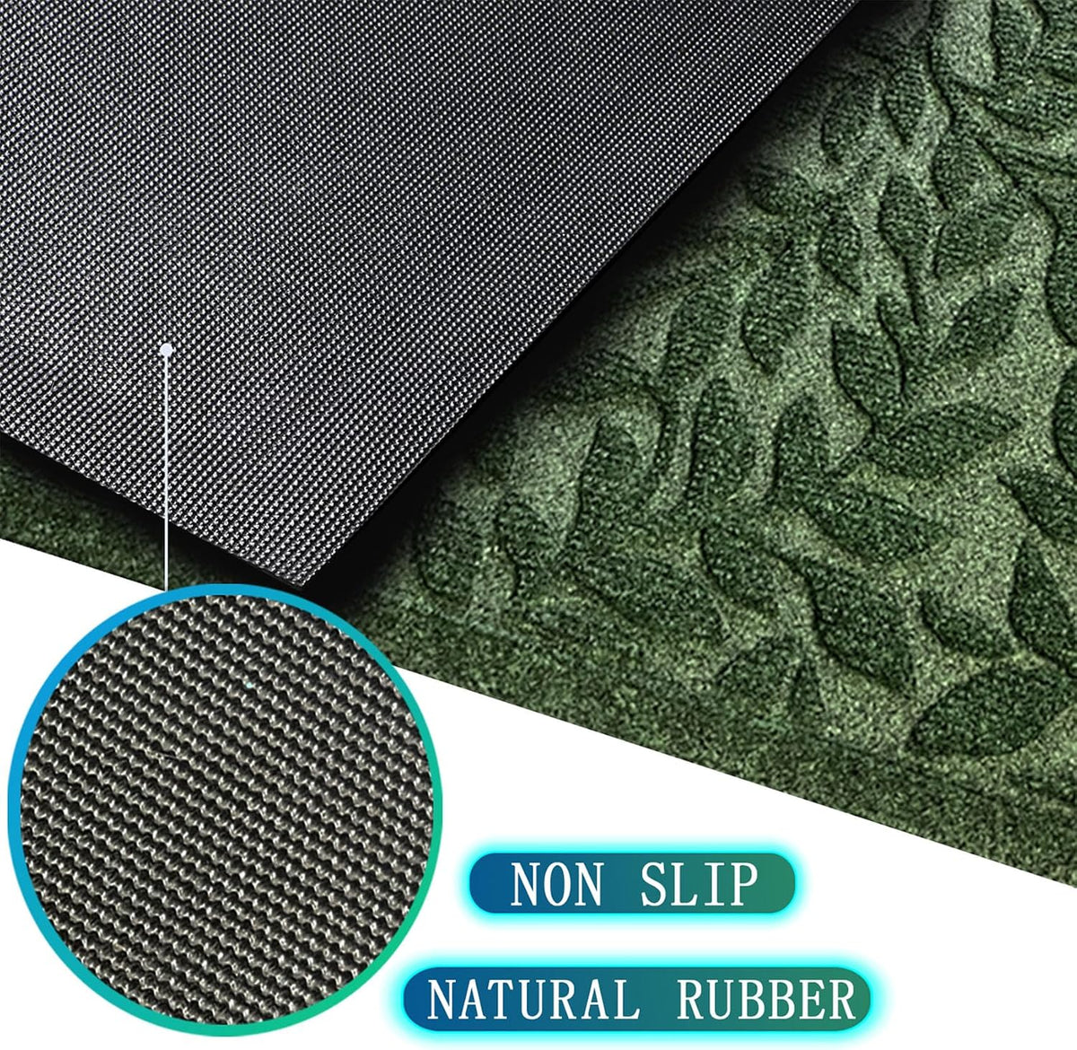 Green Leaves Doormat 17x30 Inch Non Slip