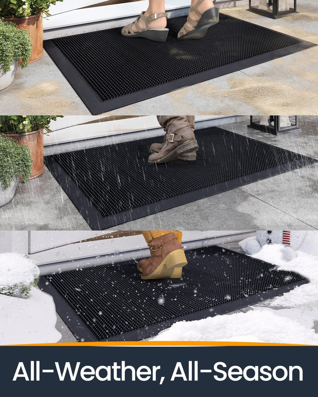 Black Heavy Duty Outdoor Doormat 24x36 Non Slip