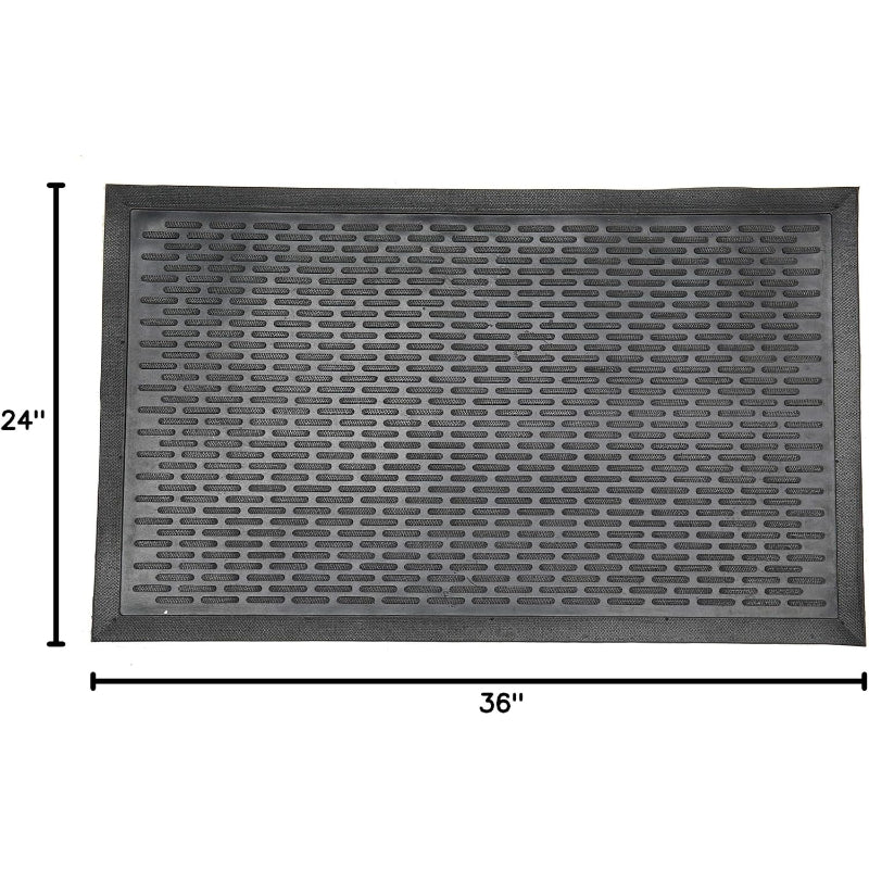 Black Rubber Doormat 24"x36" Non-Slip