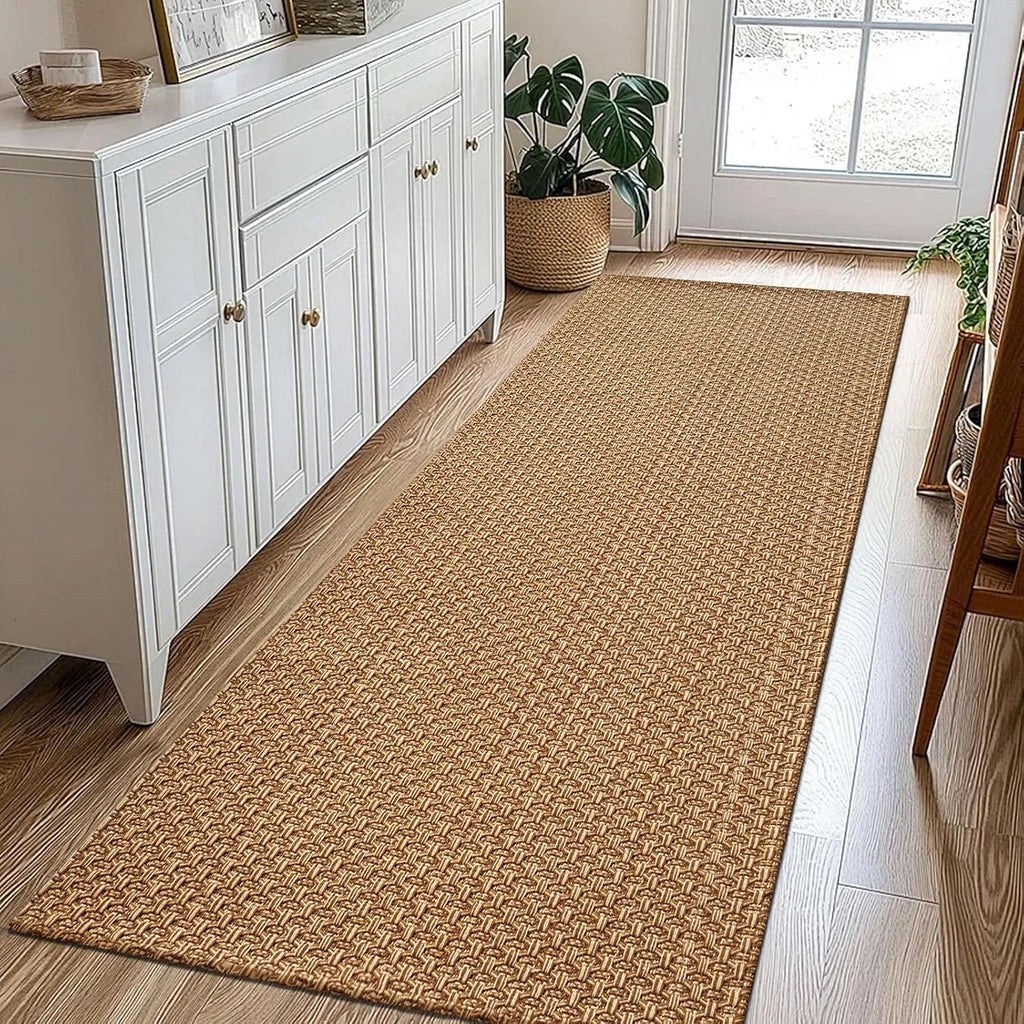 Tan Brown Braided Faux Jute Runner 2x5 ft
