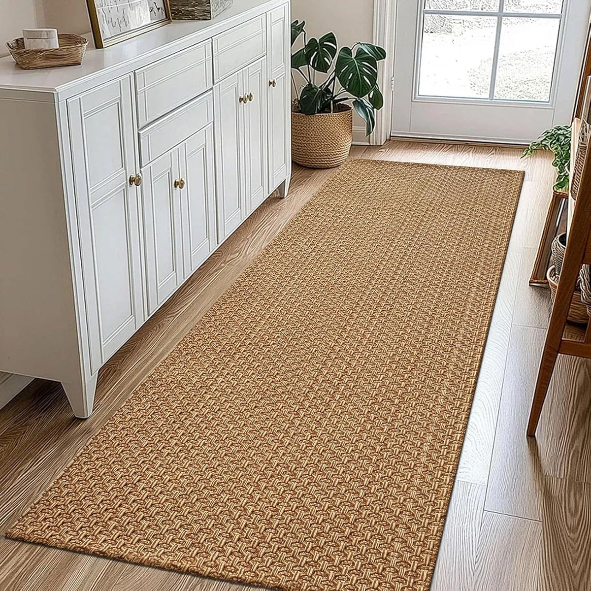 Tan Brown Braided Faux Jute Runner 2x5 ft