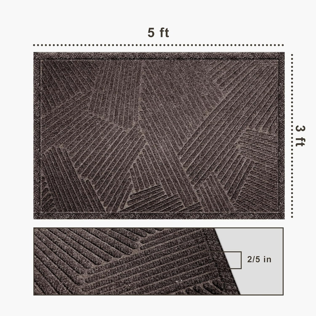Brown Heavy Duty Door Mat 3x5 ft Non-Slip