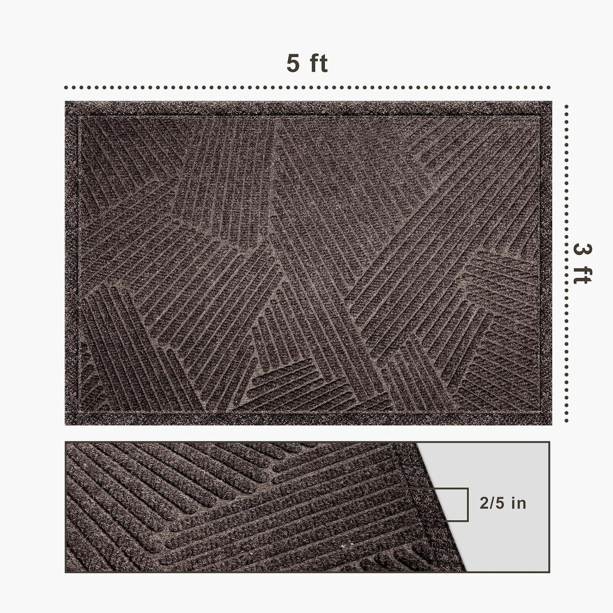 Brown Heavy Duty Door Mat 3x5 ft Non-Slip