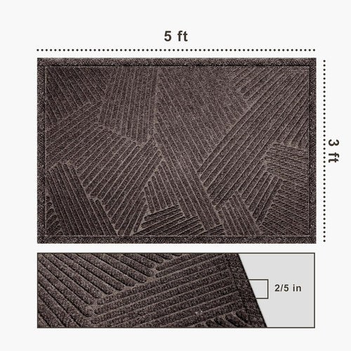 Brown Heavy Duty Door Mat 3x5 ft Non-Slip