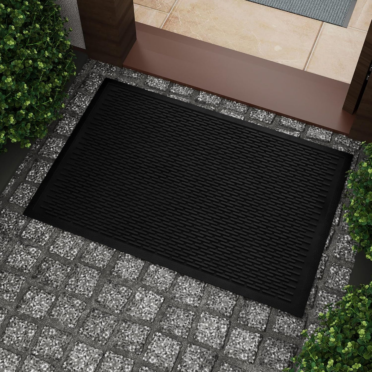Black Rubber Doormat 24"x36" Non-Slip