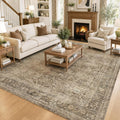 Washable Vintage Rug 8x10 Brown Neutral
