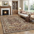 Vintage Washable Rug 8x10 Rust
