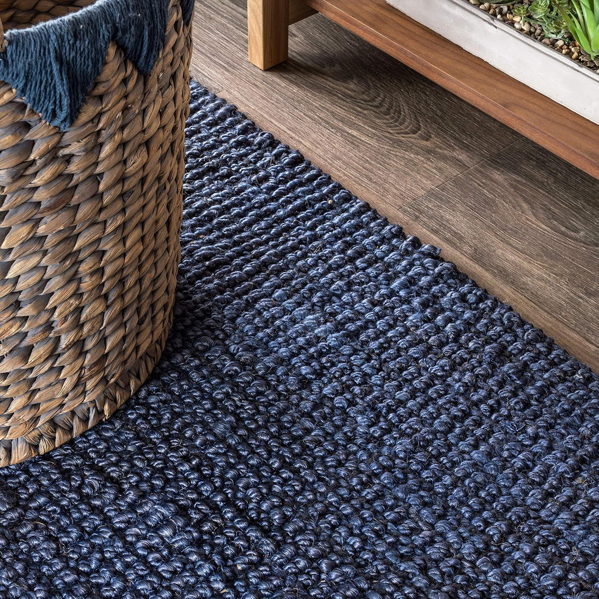 Navy Chunky Jute Runner 2x8